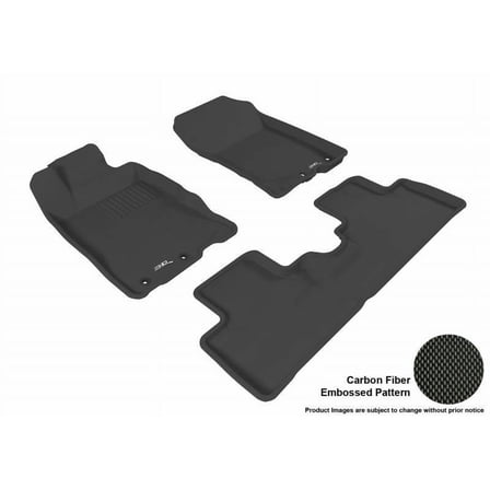 3D MAXpider 2010-2014 Fits Honda Insight 1st Row 2nd Row Kagu Carbon Fiber Embossed Pattern Black Floor Mat L1HD02301509