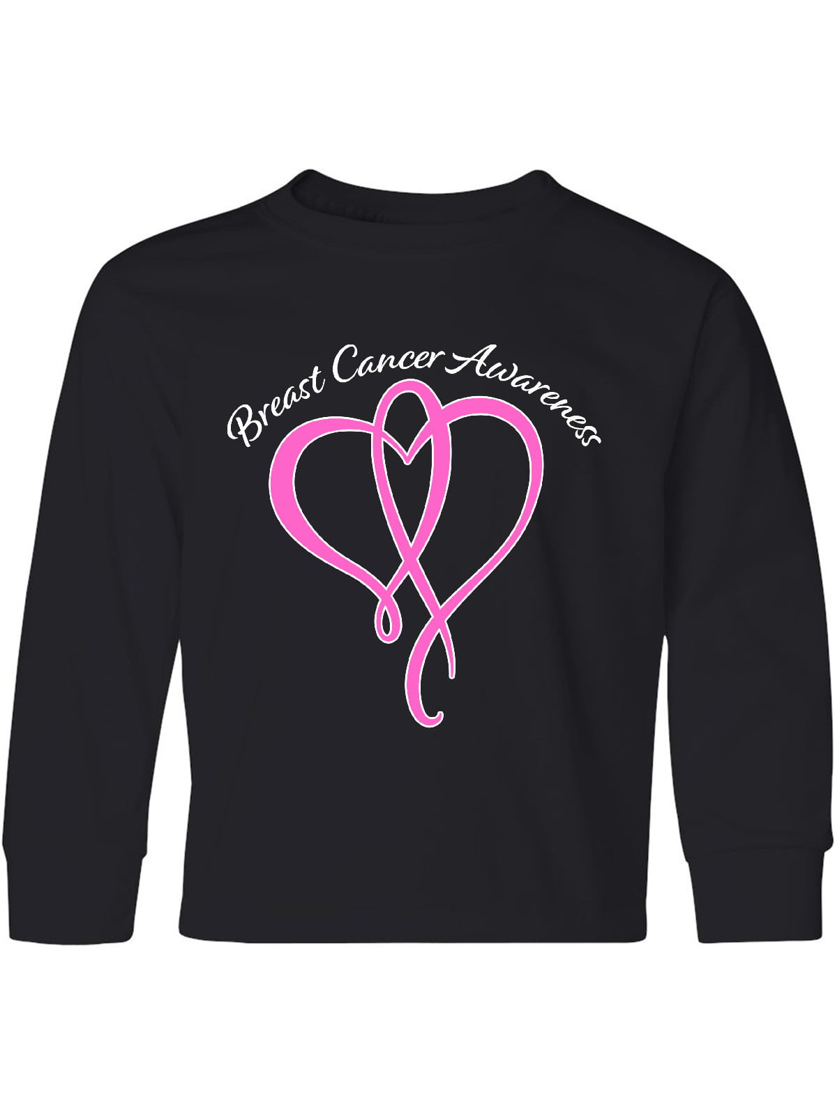 Inktastic Breast Cancer Awareness With Pink Ribbon Heart Youth Long Sleeve T Shirt Walmart