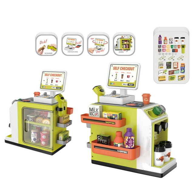 Bewildely Juguete de caja registradora ABS atractivo para regalos en casa para niños juego de simulación en el hogar Juguetes 668—124/46PCS/Verde