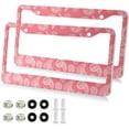thumbnail image 2 of GZHJMY Pink Paisley Boho Traditional Ethnic License Plate Frames for Women Men 2 Pcs Personalized Car License Plate Holder with Screw Caps, Elliptical Hole Decorative, 2 of 7