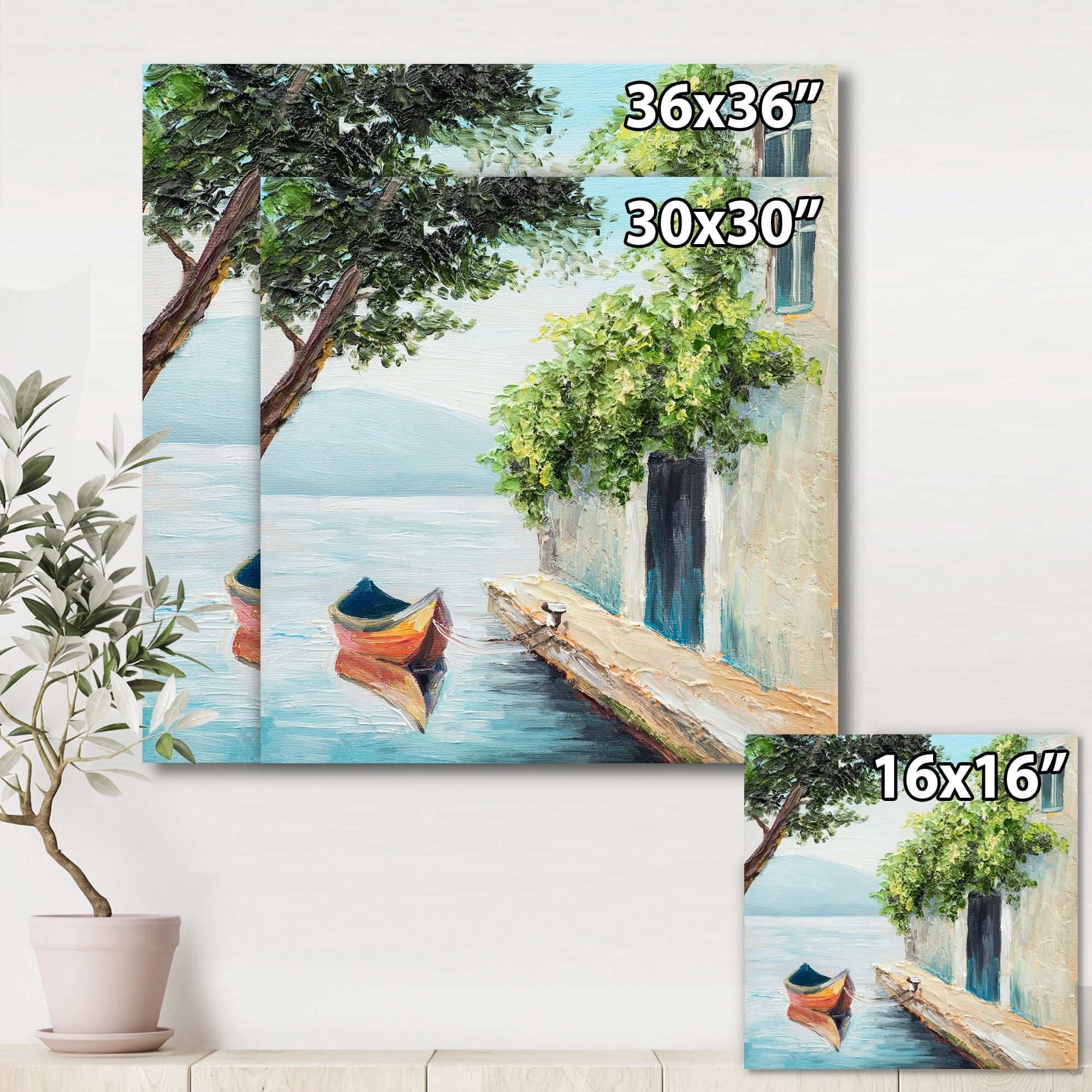 Designart ' A Beautiful Summer Day With Gondola In Venice ' Nautical & Coastal Canvas Wall Art Print