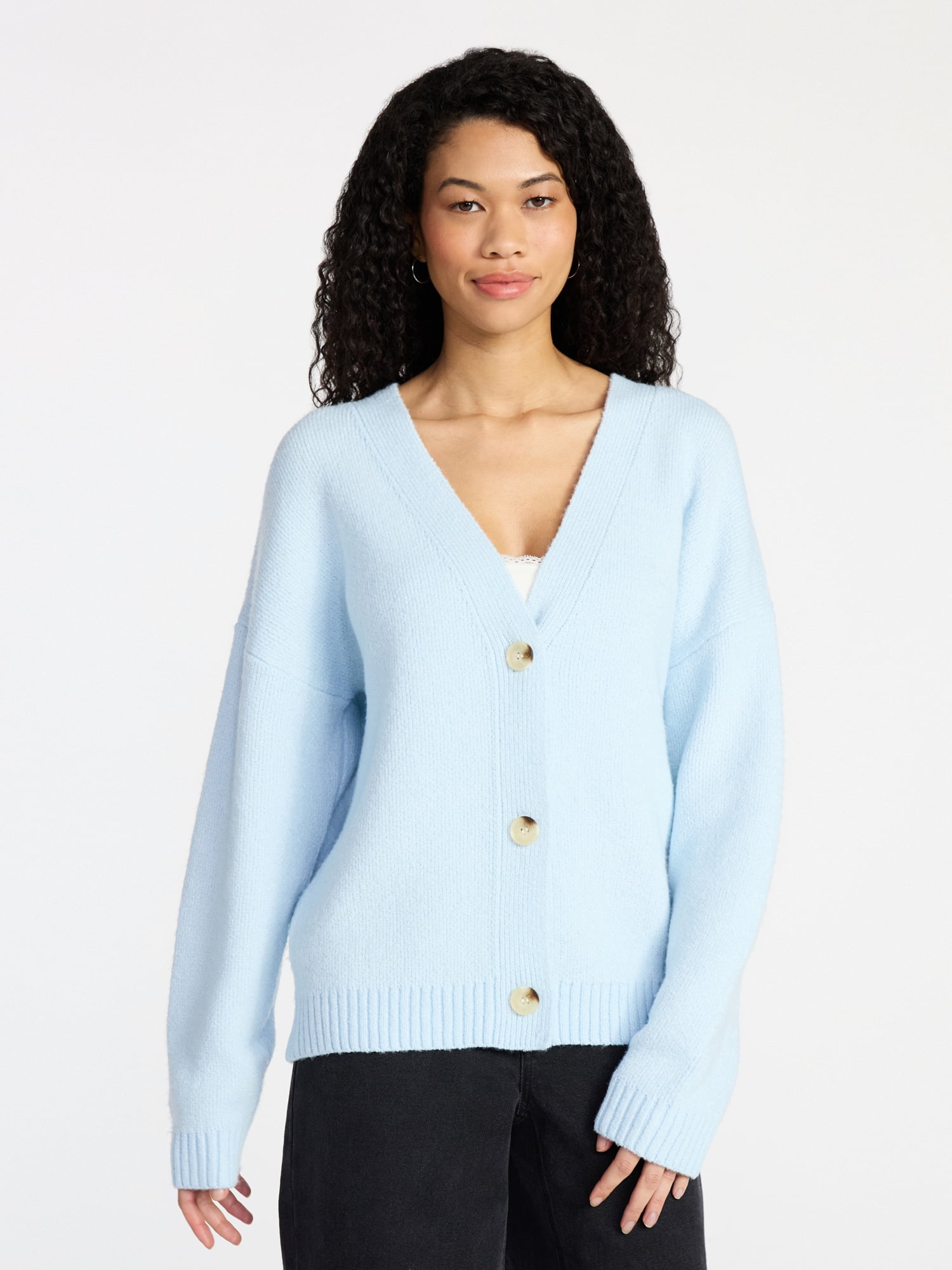 No Boundaries Button-Front Grandpa Cardigan, Women's XXS-XXL