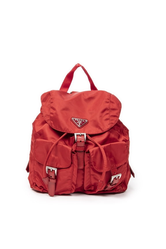 Pre-Owned Prada Red Small Drawstring Backpack Backpack Nylon Canvas