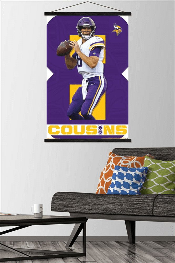 Trends International NFL Minnesota VIkings - Kirk Cousins 18 Unframed Wall  Poster Print White Mounts Bundle 22.375 x 34