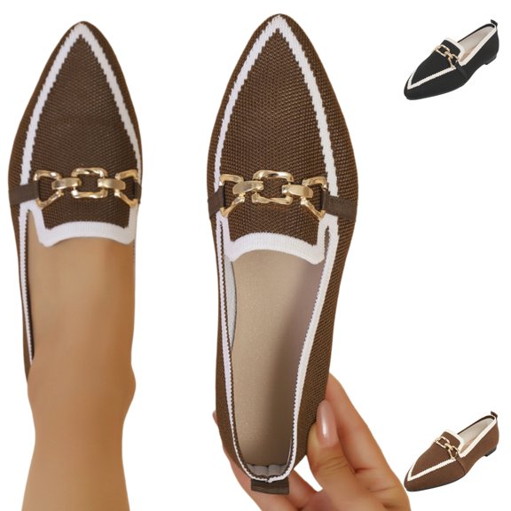 YOUYEDIAN Flat Shoes for Women Dress Non Slip Slip on Loafers Spring Fall Work Walking Shoes Trendy Closed Toe Orthopedic Shoes (Light Brown)