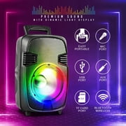 TOPTECH BULL-8 Bluetooth Party Speaker, 8" Woofer, 3000W, Disco Light, Black