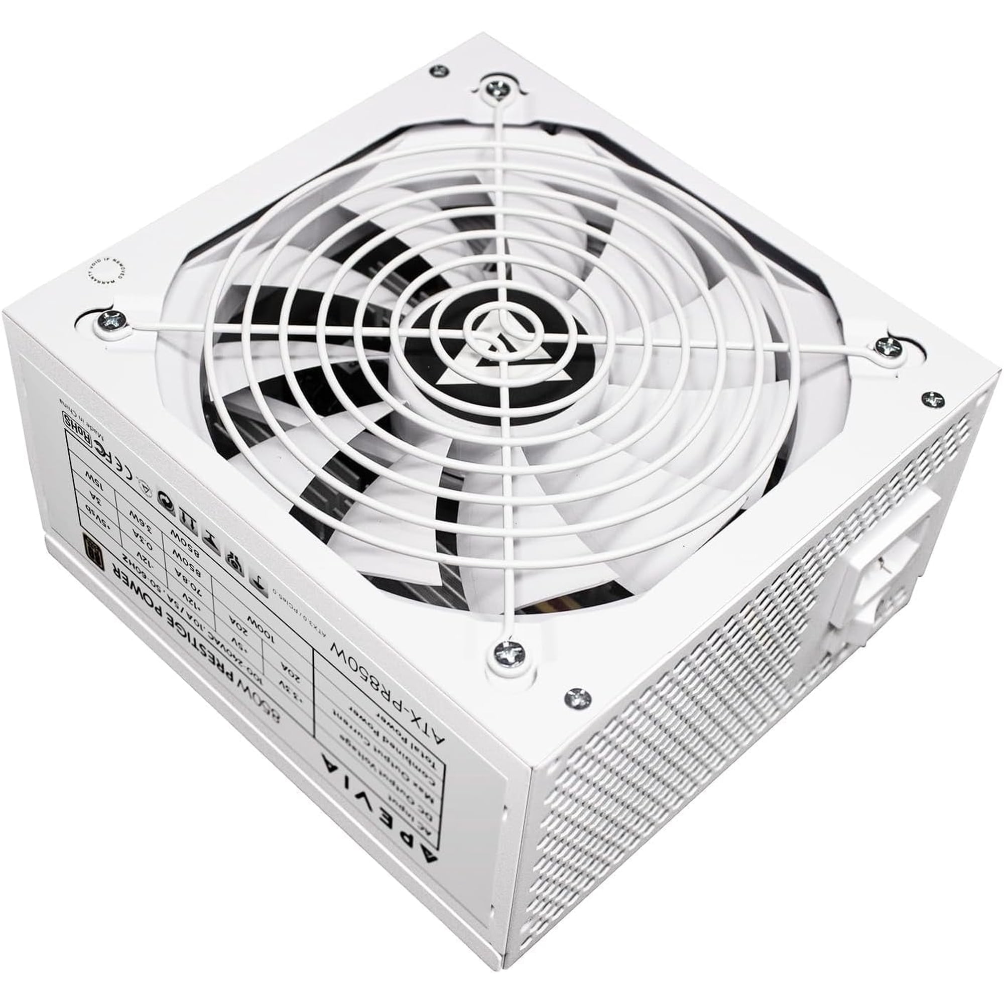 Apevia ATX-PR850W-WH 850W 80+ Gold Gaming Power Supply – ATX 3.0, PCIe 5.0 / Gen5 12VHPWR, Active PFC, White