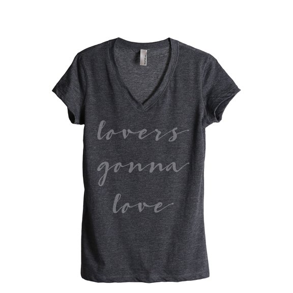 Thread Tank Lovers Gonna Love Women's Fashion Relaxed V-Neck T-Shirt Tee Charcoal Small