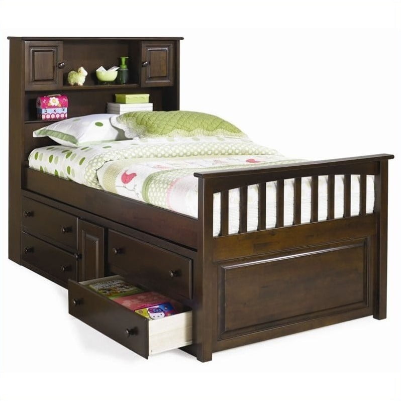 Atlantic Furniture Captain S Bookcase, King Bookcase Bed With Underbed Storage Drawers