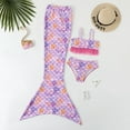thumbnail image 2 of Magical Mermaid Tail & Bikini Set for Little Girls 2-12 Years, Shiny Scale Princess Swimwear for Beach Pool Party Photos, 2 of 5