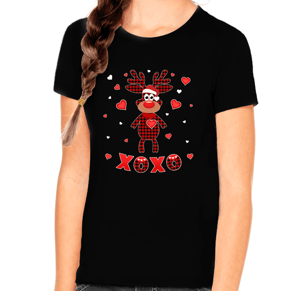 Girls Valentines Day Shirt Girls Buffalo Plaid Love Heart Valentines Shirt Valentines Day Gifts for Kids