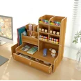 thumbnail image 3 of Large Capacity Wooden Pen Holder Office Desktop Organizer Multi-Compartmental Box Nordic Creative Fashion Jewelry Display Stand, 3 of 10