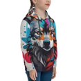 thumbnail image 3 of Kdxio Tie-Dye Wolf Head Pattern Boys Athletic Unisex Boys Girls Hoodie with Pocket Sweatshirts-Large, 3 of 6