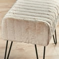 thumbnail image 4 of Home Soft Things Super Soft Faux-Fur Upholstered Stool Ottoman, Bleached Sand, 19"x13"x17", 4 of 7