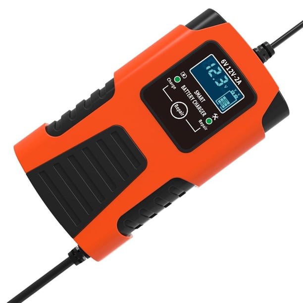Cargador de batería inteligente 6V 12V 2A Pantalla LCD para GEL de plomo-ácido AGM (UE)