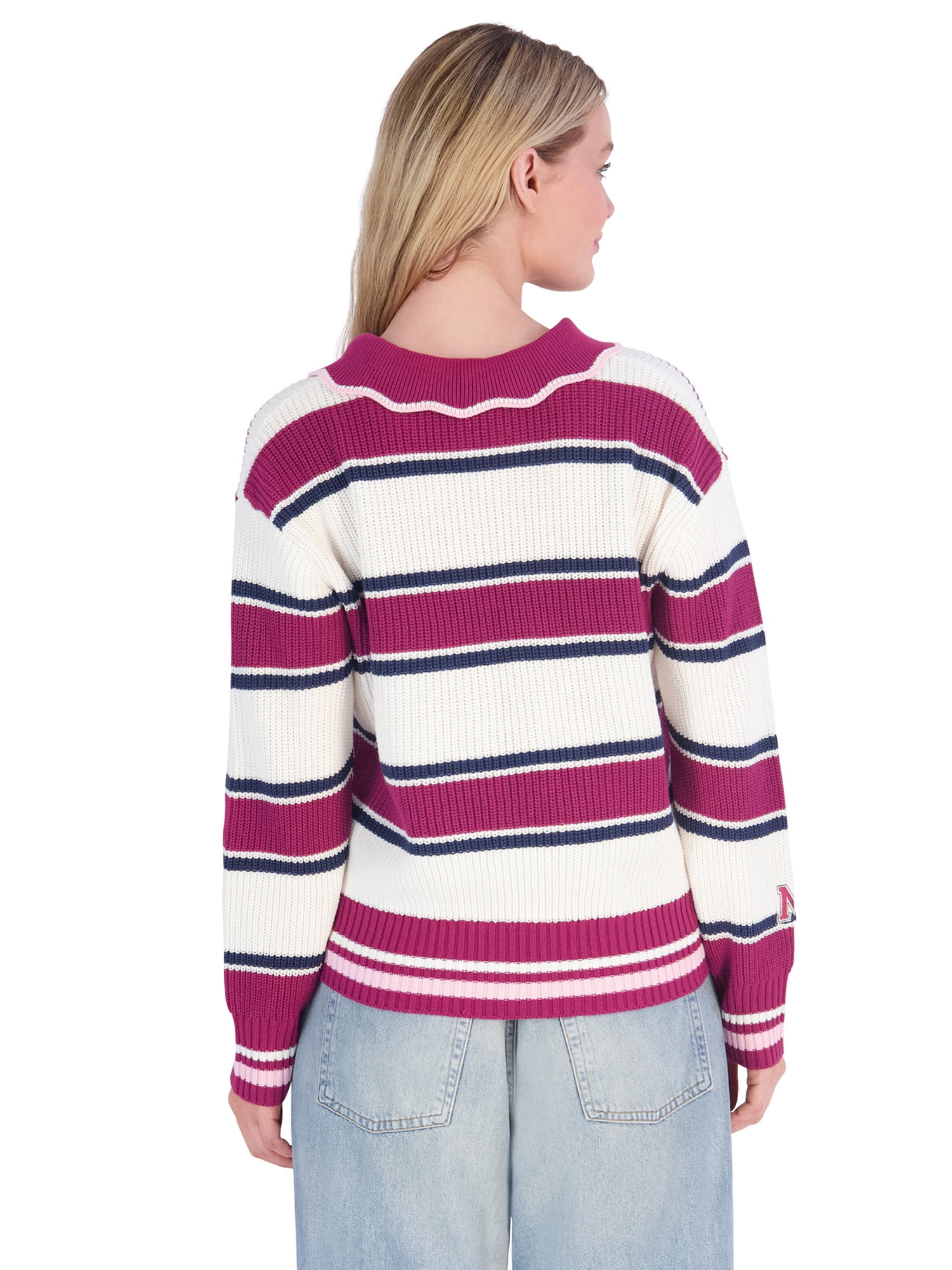 Disney Minnie Mouse Women's Graphic Striped Long Sleeve Sweater, Sizes XS-3XL
