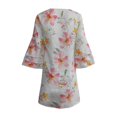 thumbnail image 4 of Robes de Printemps pour Femmes 2025 Robe Mignonne Manches Trois Couches Volant Col en V Ample Imprimé Floral Mini Robe Femmes I TG, 4 of 4