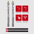 thumbnail image 3 of Drill Bit,Crooked Drill 6.35mm Concrete Wood Set 6mm/8mm/10mm/12mm Drill Bit Brick Wall Head Drill 4pcs Set Ceramic Brick Set Ceramic, 3 of 6