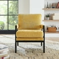thumbnail image 2 of Accent Chair, Mid-Century Modern Chenille Upholstered Accent Armchair, Modern Teddy Sherpa Accent Chair with Black Wood Frame for Living Room, Bedrooms, Corner, 2 of 7
