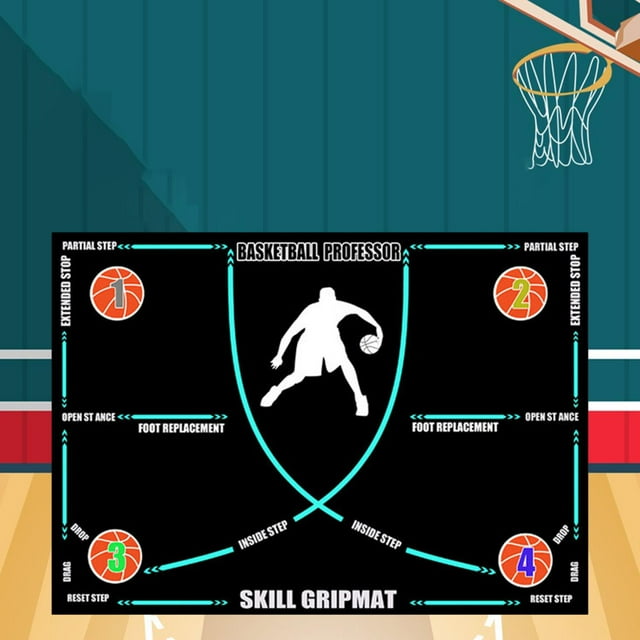 Tapete de baloncesto para pies, tapete antideslizante y silencioso para niños y adultos, tapete portátil para Control de pelota, tapete para regatear Línea Azul con Correa