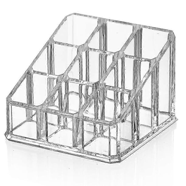 9-Slot Acrylic Lipstick Holder - 3-Tier Clear Lip Gloss Storage Case for Cosmetics Display (QS223)