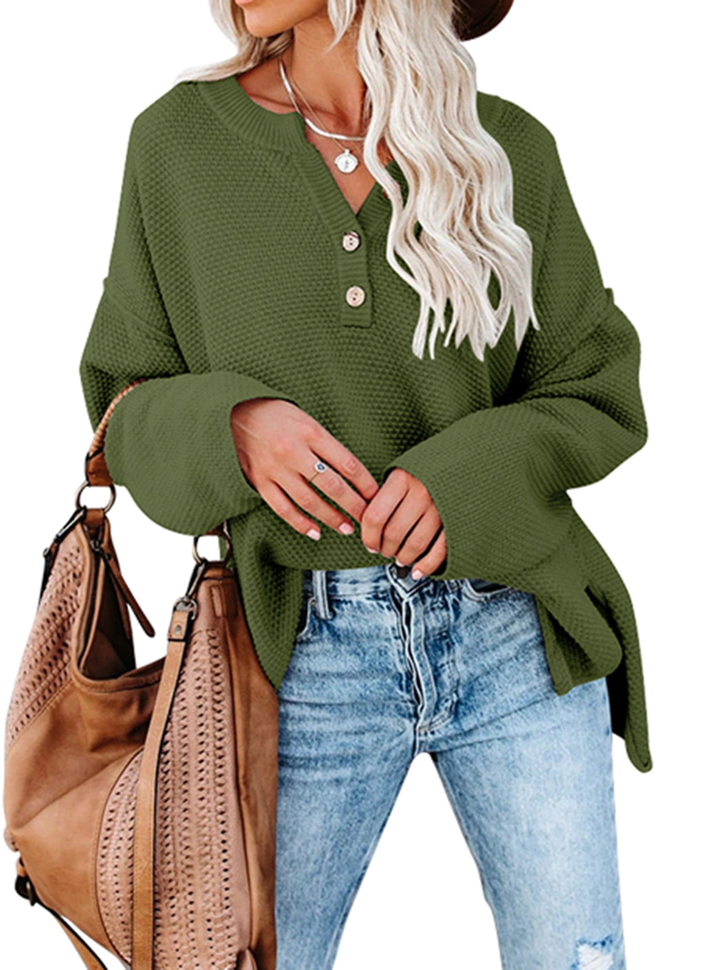 Musuos Muyogrt Retro Women Sweater Pullovers Knitted Casual Solid ...
