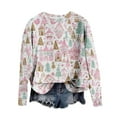 thumbnail image 4 of Sakmal Christmas Sweaters for Women 2025 Cotton Pullover Cute Pink Tops Graphic Loose Crew Neck Sweaters for Women, 4 of 5