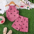 thumbnail image 6 of kpoplk Toddler Girl Clothes, 2Pcs Baby Girl Summer Outfits Ruffle Sleeveless Shirts Floral Tops + Shorts Clothing Set 1-5T Size 4-5 Years,Red, 6 of 7