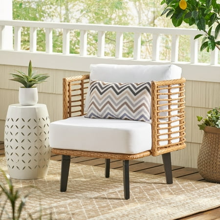 Aiho 6-Piece Outdoor Patio Furniture Set, PE Wicker Rattan Sectional Sofa Conversation Set with Thickened Cushions and Coffee Table for Garden, Backyard, Beige