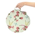 thumbnail image 2 of Dragonfly Round Floor Cushion with Handle, Exotic Hibiscus Petals Rainforest Flowers Blossoming Tropic Spring, Pillow for Living Room & Dorms, 18" Round, Pale Green and Multicolor, by Ambesonne, 2 of 4