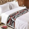 thumbnail image 4 of Bed Runner Scarf for Twin Size Bed, Grey Geometric Beds Scarf Throws for Foot of Bedding, Modern Abstract Black White Red Striped Decorative Beds Runners for Bedroom Guestroom, 71"x20", 4 of 8