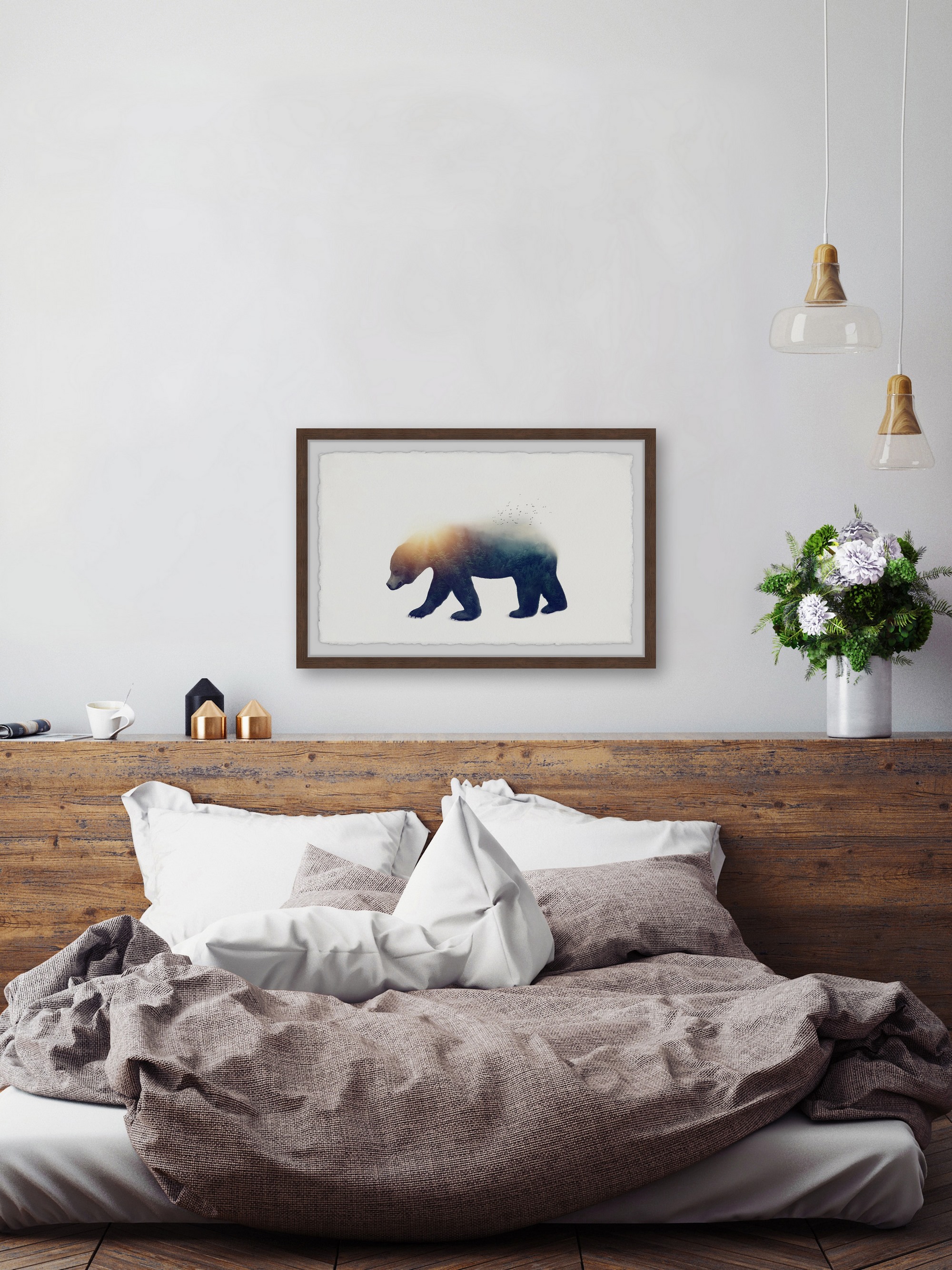 Marmont Hill Sun Bear Framed Wall Art, 16" x 24"