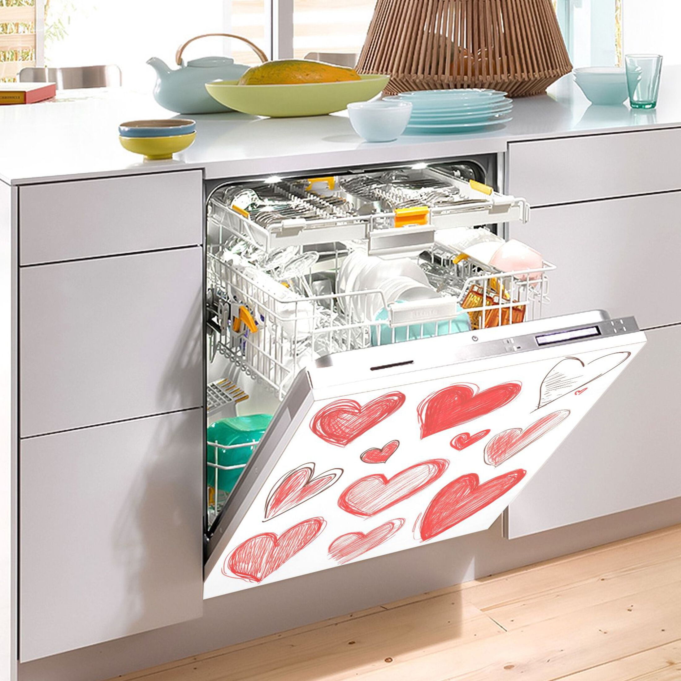 Dishwasher Magnetic Sticker 23x26 Inch Refrigerator Magnetic Sticker Washing Machine Magnetic Sticker Kitchen Panel Magnetic Sticker Home Decor Beautiful Red Love
