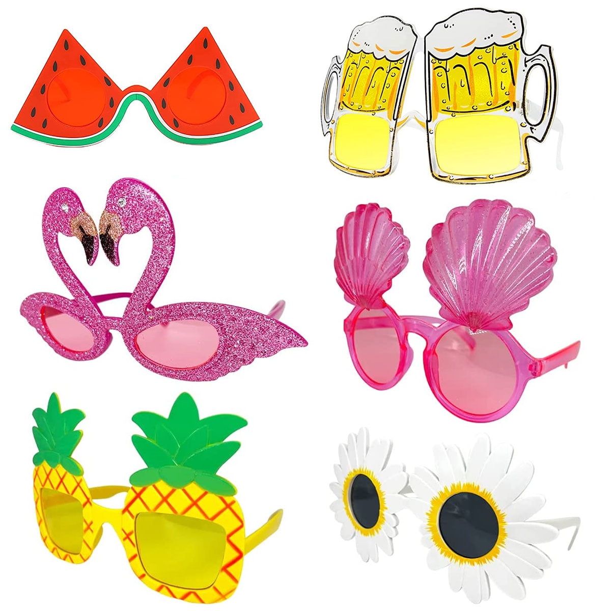 kitwin 6 Pairs Hawaiian Party Sunglasses Luau Summer Pool Beach ...
