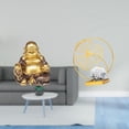 thumbnail image 2 of Buddha Statue Leaf Sculpture Meditation Figurine Gold Resin Iron Tabletop Ornament for Office Desk Bedroom Decor, 2 of 8