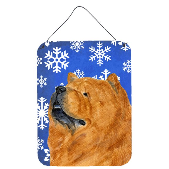 Carolines Treasures SS4640DS1216 Chow Chow Winter Snowflakes Holiday Wall or Door Hanging Prints 12WX16H multicolor