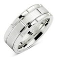 thumbnail image 7 of Tungsten Rings for Men Wedding Band White Gold Brick Pattern Rhodium Plated Size 6-16 (Tungsten, 11.5), 7 of 7