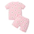 thumbnail image 5 of Ymyiu Cute Summer Outfits for Kids Toddler Baby Girl Clothes Short Sleeve T-Shirt Top + Shorts Outfits 2Pcs Set 12 Months(Pink, 12 Months), 5 of 7