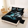 thumbnail image 2 of Castle Fairy Graffiti Dirt Bike Bed Sheets 4pcs for Boys, Teal Splash Print King Sheets for Bedroom, Teal Black, 2 of 6