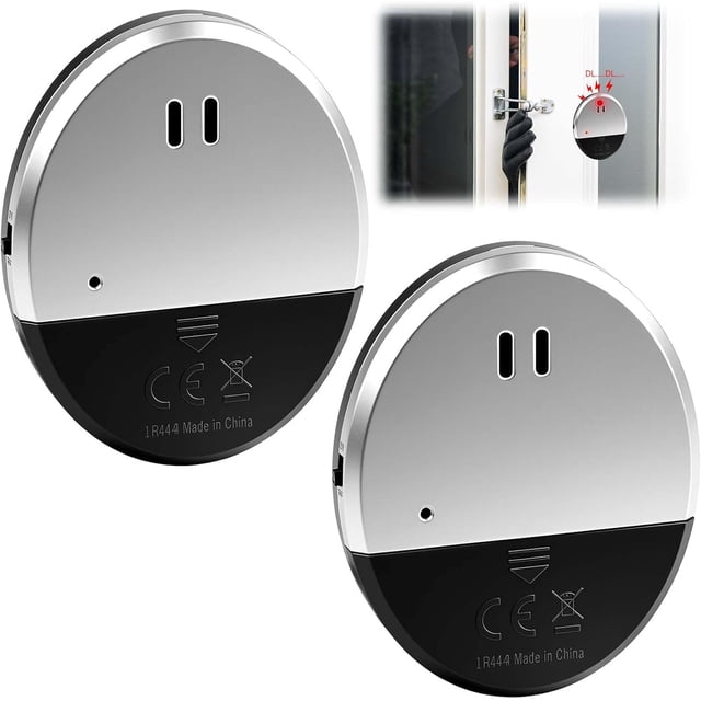 2 Pack Ultra Slim Vibration Alarm 130dB Window Alarms for Security Detects Glassbreak & Vibration Intruder Glass Break Security Alert Glass Siren for Door Shed Security Home Office Dorm Room RV