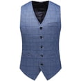 thumbnail image 4 of nipocaio Men's 3 Piece Suits Slim Fit Tweed Suit Plaid Slim Fit Mens Suits One Button Suit Tuxedo Set (Light Blue, L), 4 of 5