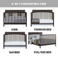thumbnail image 4 of Oxford Baby Harper 4-in-1 Convertible Crib, Espresso Brown, GREENGUARD Gold Certified, Wooden Crib, 4 of 15