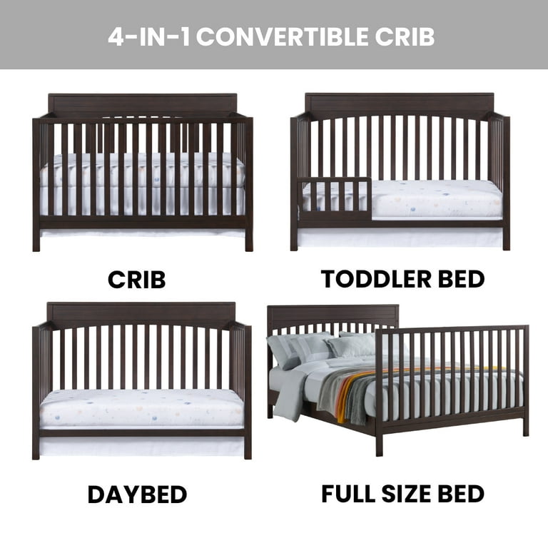 Oxford Baby Harper 4 in 1 Convertible Crib Espresso Brown GREENGUARD Gold Certified Wooden Crib Walmart