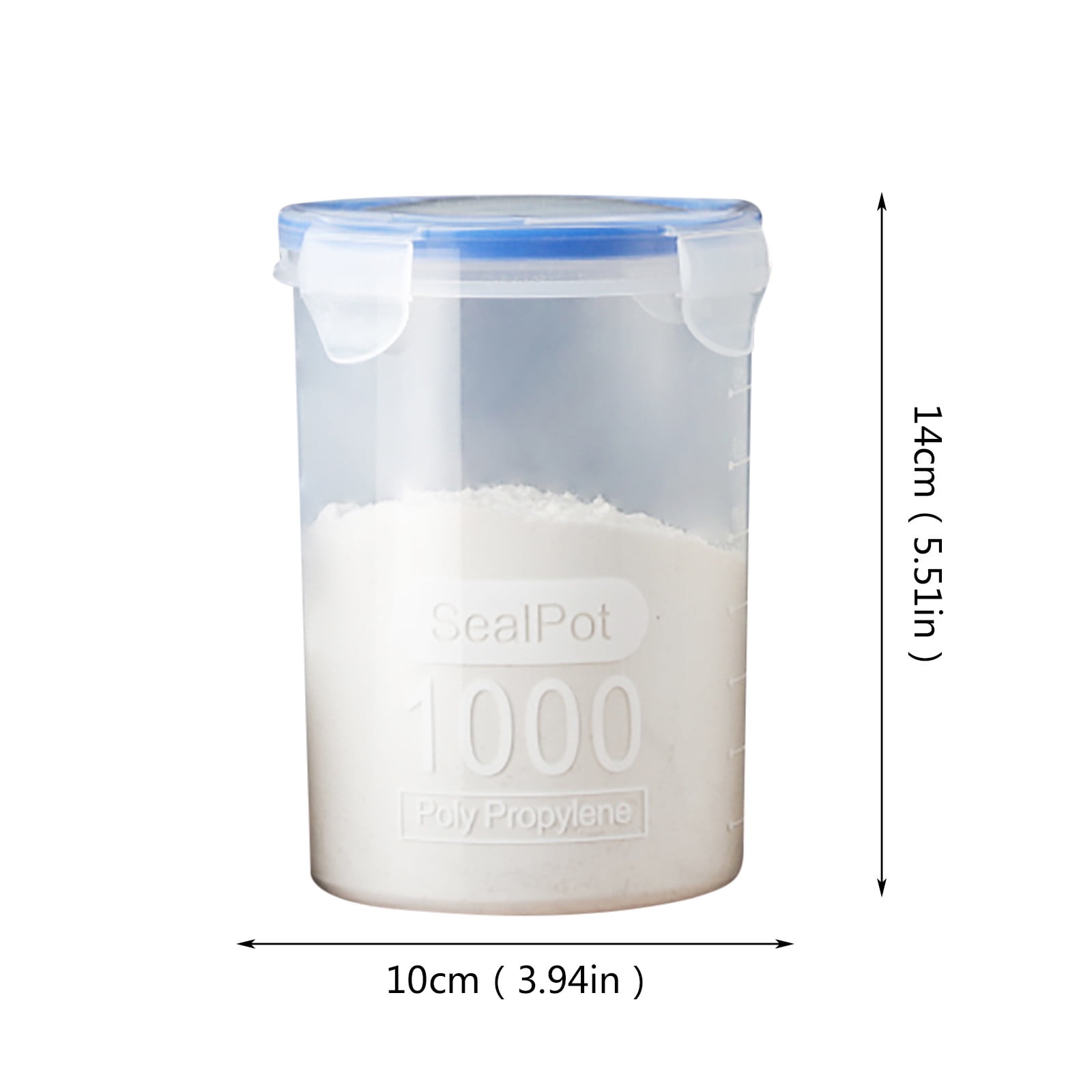 Food Storage Container,Round Clear Food Container with Lid,Kitchen Storage Box,Plastic Clear Dry Food Storage Bin,Large Airtight Food Storage Jars for Sugar,Flour,Cereal,Rice,BPA-Free(600ML)