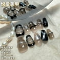 thumbnail image 4 of Ultra-thin pure hand-made wearable nail art full stickers seamless black winding magic mirror powder French whitening style press on nails, 4 of 8