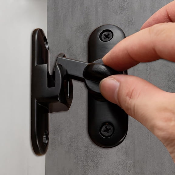 90/180 Degree Flip Barn Door Lock, Thickened Solid Gate Latches, Security Sliding Door Latch for Cabinets, Bathroom, Sliding Doors and Windows (Black, 1-Pack)