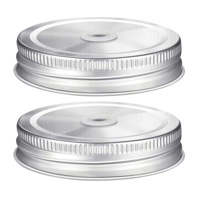 2Pcs Mason Jar Straw Lids Stainless Steel Lids Canning Jar Lids with