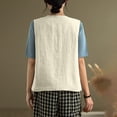 thumbnail image 7 of JGGSPWM Women's Vintage Cotton Linen Sleeveless Vest Jacket Top Loose Fit Button V-Neck Vest with Pockets White XL, 7 of 7