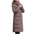 thumbnail image 4 of TFEOQRY Women's Padded Coats Parkas Long Sleeved Woolen Cotton Jacket with Pocket Zipper Medium Length Hooded Jacket Coat Pink, 4 of 6
