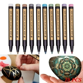 Eqwljwe Metallic Marker Pens Medium Point Metallic Pens for Black Paper, Art Rock Painting, Halloween Pumpkin, Easter Egg, Ceramics, Wine Glass, Mug